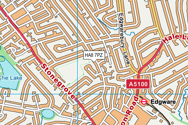 HA8 7PZ map - OS VectorMap District (Ordnance Survey)