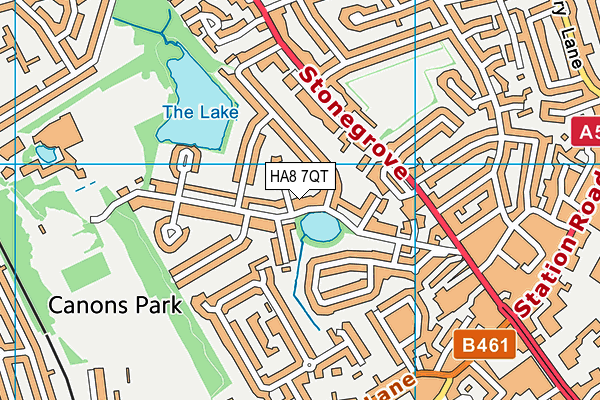 HA8 7QT map - OS VectorMap District (Ordnance Survey)