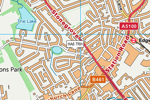 HA8 7RH map - OS VectorMap District (Ordnance Survey)