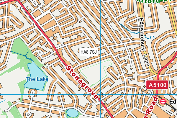 HA8 7SJ map - OS VectorMap District (Ordnance Survey)