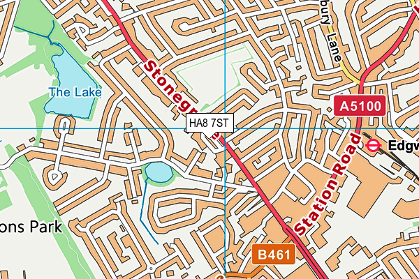 HA8 7ST map - OS VectorMap District (Ordnance Survey)