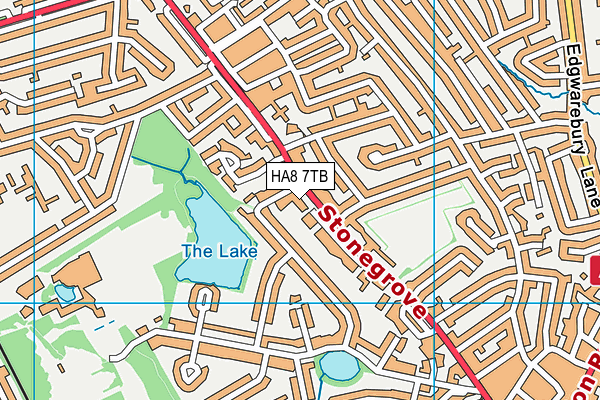 HA8 7TB map - OS VectorMap District (Ordnance Survey)