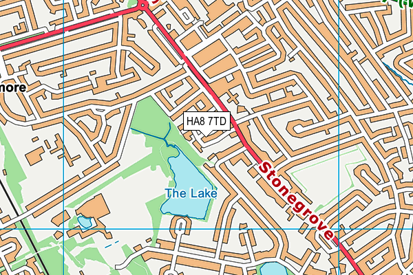 HA8 7TD map - OS VectorMap District (Ordnance Survey)