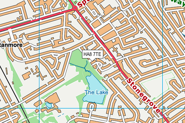 HA8 7TE map - OS VectorMap District (Ordnance Survey)