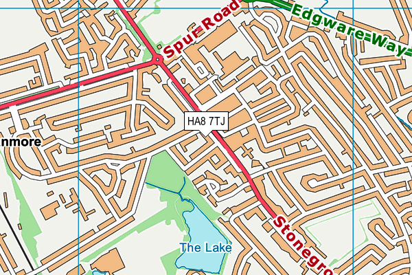 HA8 7TJ map - OS VectorMap District (Ordnance Survey)