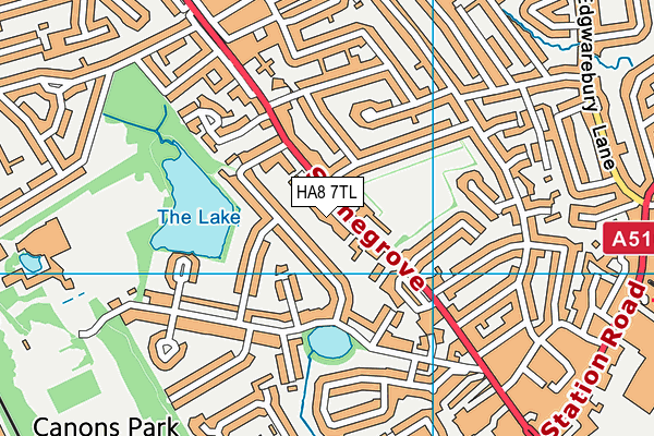 HA8 7TL map - OS VectorMap District (Ordnance Survey)