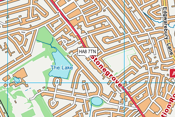 HA8 7TN map - OS VectorMap District (Ordnance Survey)