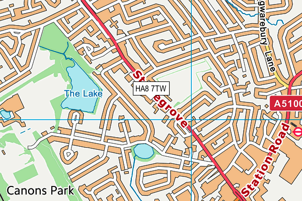 HA8 7TW map - OS VectorMap District (Ordnance Survey)