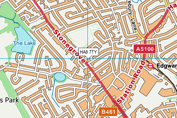 HA8 7TY map - OS VectorMap District (Ordnance Survey)