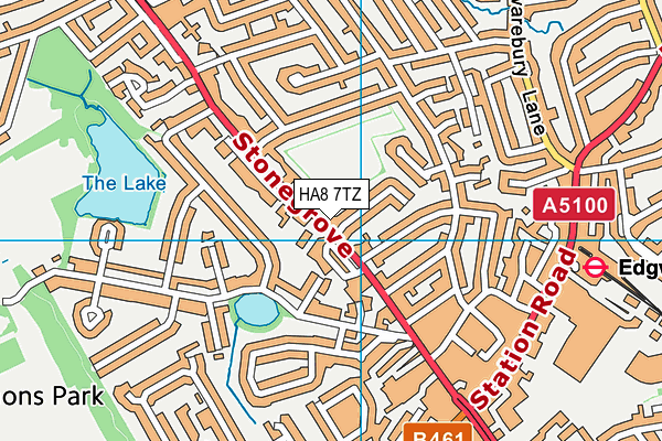 HA8 7TZ map - OS VectorMap District (Ordnance Survey)