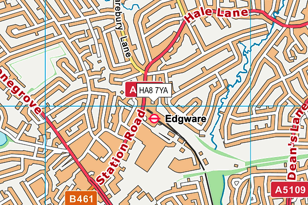 HA8 7YA map - OS VectorMap District (Ordnance Survey)