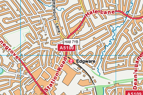 HA8 7YB map - OS VectorMap District (Ordnance Survey)