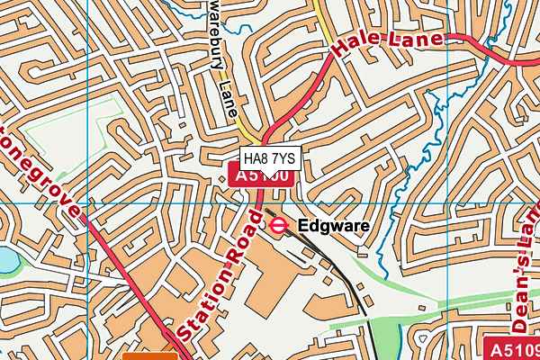 HA8 7YS map - OS VectorMap District (Ordnance Survey)