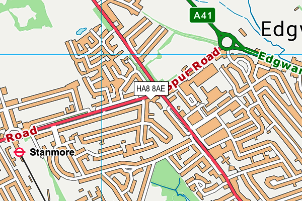 HA8 8AE map - OS VectorMap District (Ordnance Survey)