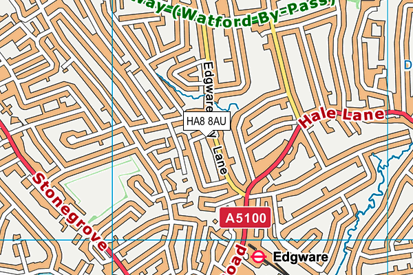 HA8 8AU map - OS VectorMap District (Ordnance Survey)