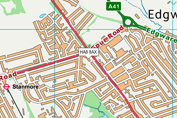 HA8 8AX map - OS VectorMap District (Ordnance Survey)