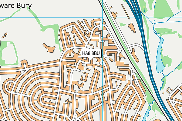 HA8 8BU map - OS VectorMap District (Ordnance Survey)