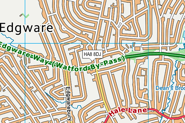 HA8 8DJ map - OS VectorMap District (Ordnance Survey)