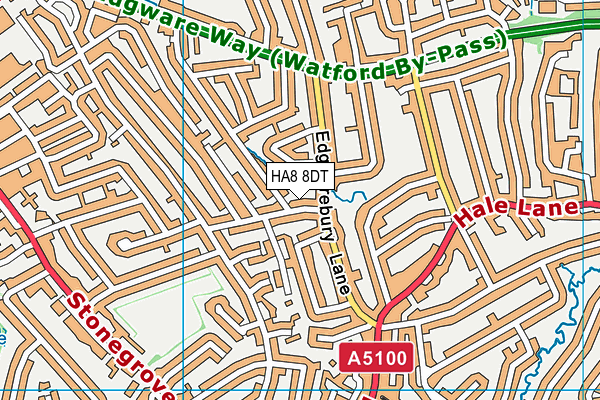 HA8 8DT map - OS VectorMap District (Ordnance Survey)