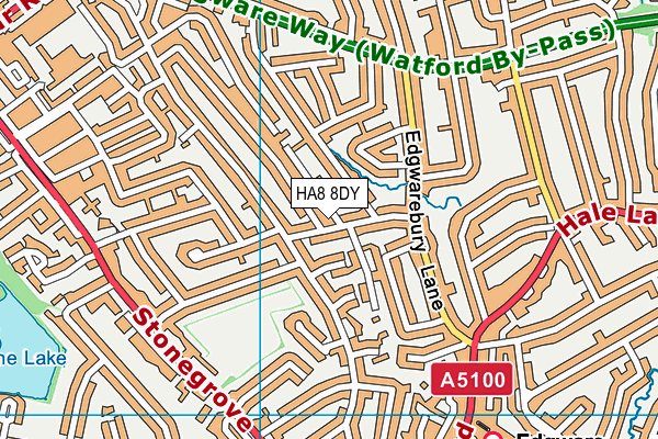 HA8 8DY map - OS VectorMap District (Ordnance Survey)