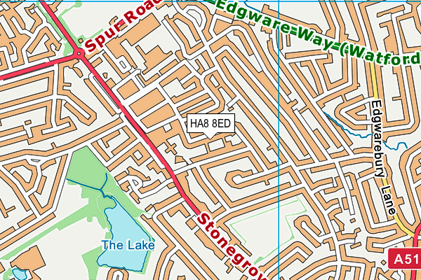 HA8 8ED map - OS VectorMap District (Ordnance Survey)