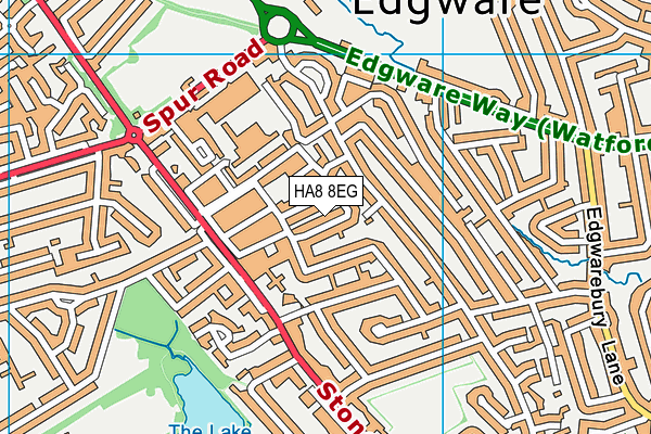 HA8 8EG map - OS VectorMap District (Ordnance Survey)