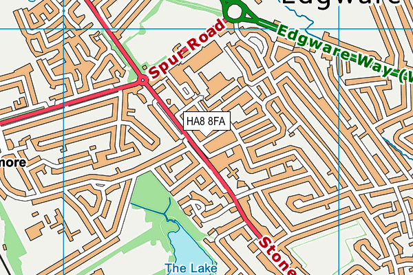 HA8 8FA map - OS VectorMap District (Ordnance Survey)