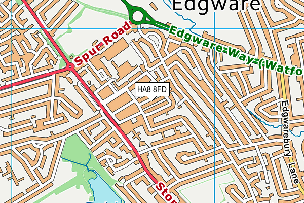 HA8 8FD map - OS VectorMap District (Ordnance Survey)