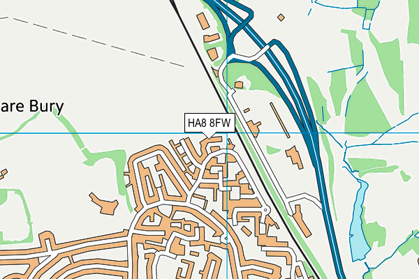 HA8 8FW map - OS VectorMap District (Ordnance Survey)