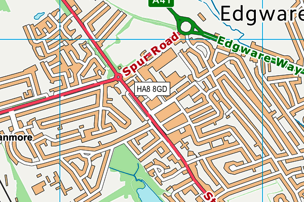 HA8 8GD map - OS VectorMap District (Ordnance Survey)