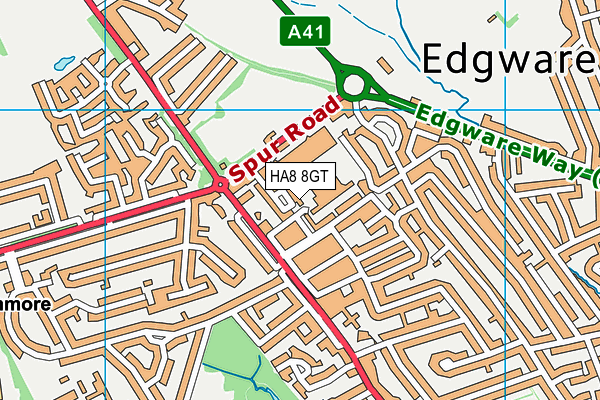 HA8 8GT map - OS VectorMap District (Ordnance Survey)