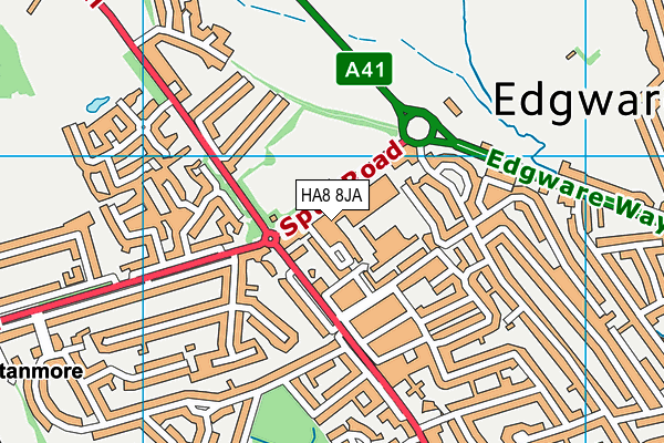 HA8 8JA map - OS VectorMap District (Ordnance Survey)