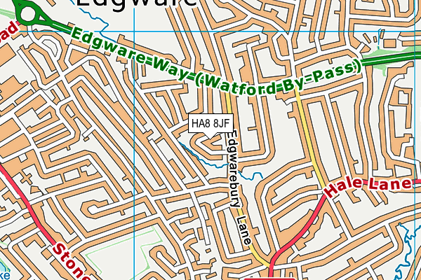 HA8 8JF map - OS VectorMap District (Ordnance Survey)