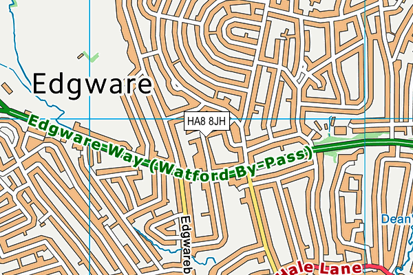 HA8 8JH map - OS VectorMap District (Ordnance Survey)