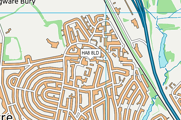 HA8 8LD map - OS VectorMap District (Ordnance Survey)