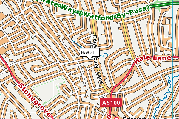 HA8 8LT map - OS VectorMap District (Ordnance Survey)