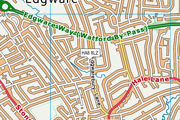 HA8 8LZ map - OS VectorMap District (Ordnance Survey)