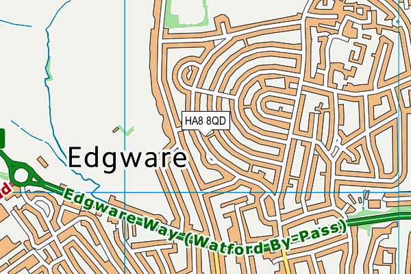 HA8 8QD map - OS VectorMap District (Ordnance Survey)