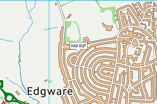 HA8 8QF map - OS VectorMap District (Ordnance Survey)