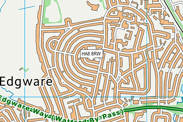 HA8 8RW map - OS VectorMap District (Ordnance Survey)