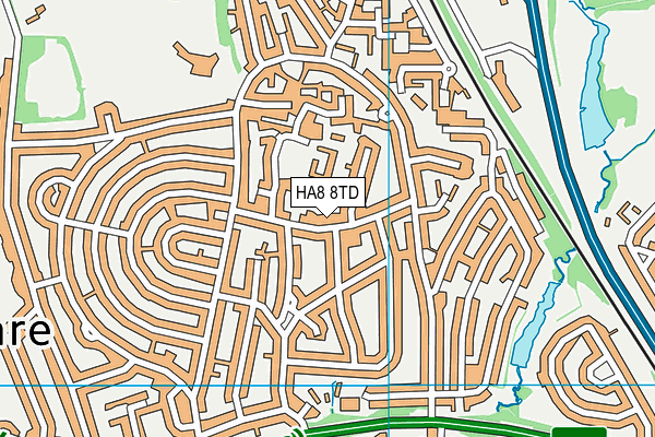 HA8 8TD map - OS VectorMap District (Ordnance Survey)