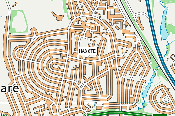 HA8 8TE map - OS VectorMap District (Ordnance Survey)