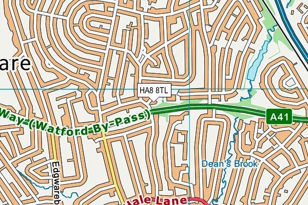 HA8 8TL map - OS VectorMap District (Ordnance Survey)