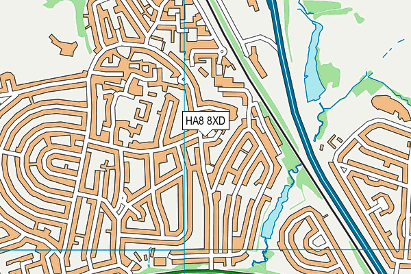 HA8 8XD map - OS VectorMap District (Ordnance Survey)