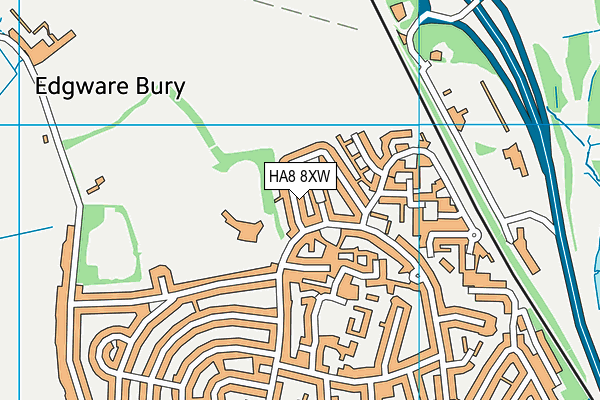 HA8 8XW map - OS VectorMap District (Ordnance Survey)