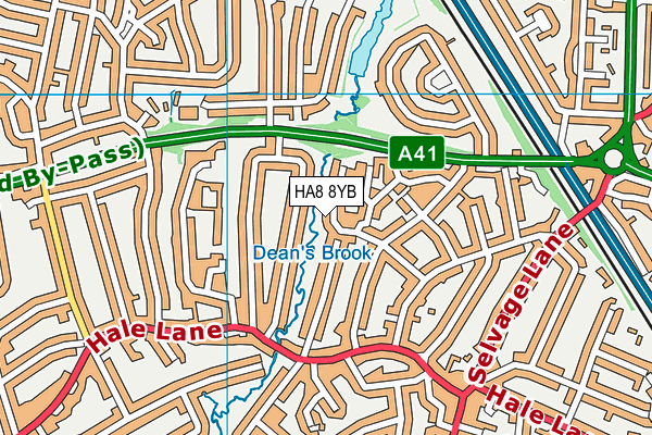 HA8 8YB map - OS VectorMap District (Ordnance Survey)