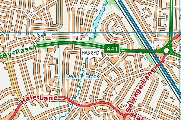 HA8 8YD map - OS VectorMap District (Ordnance Survey)