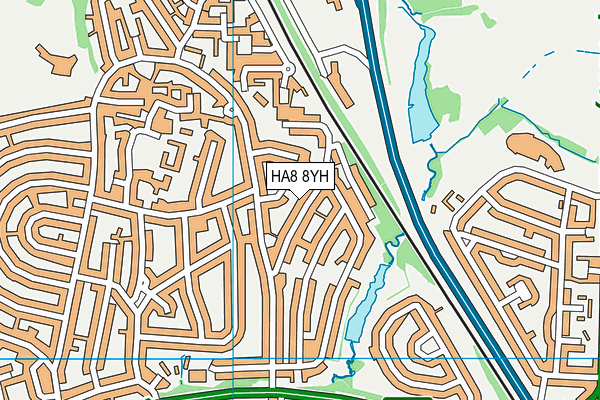 HA8 8YH map - OS VectorMap District (Ordnance Survey)