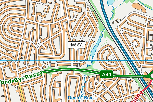 HA8 8YL map - OS VectorMap District (Ordnance Survey)