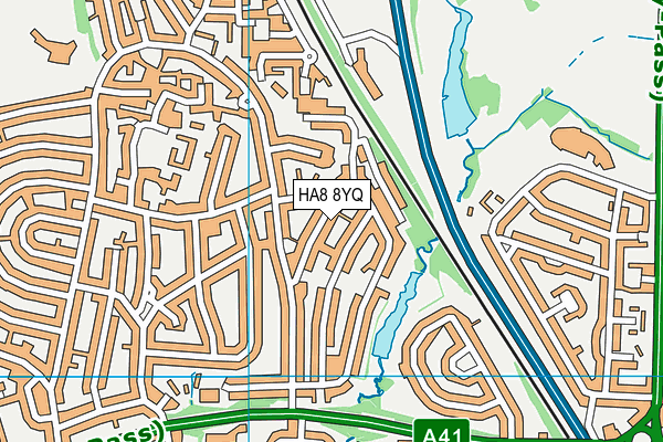 HA8 8YQ map - OS VectorMap District (Ordnance Survey)